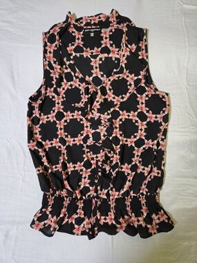 Karl Lagerfeld Black Floral Sleeveless Blouse